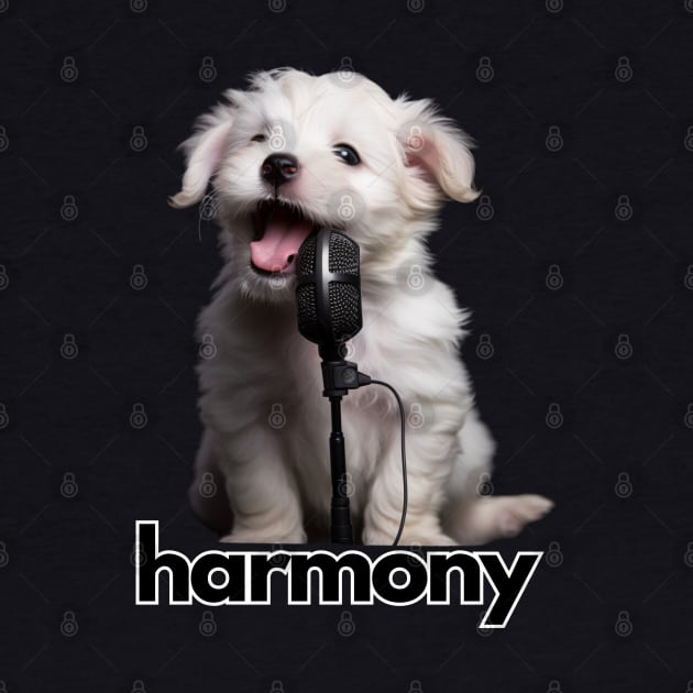 Cute White Puppy Singing by NatashaCuteShop